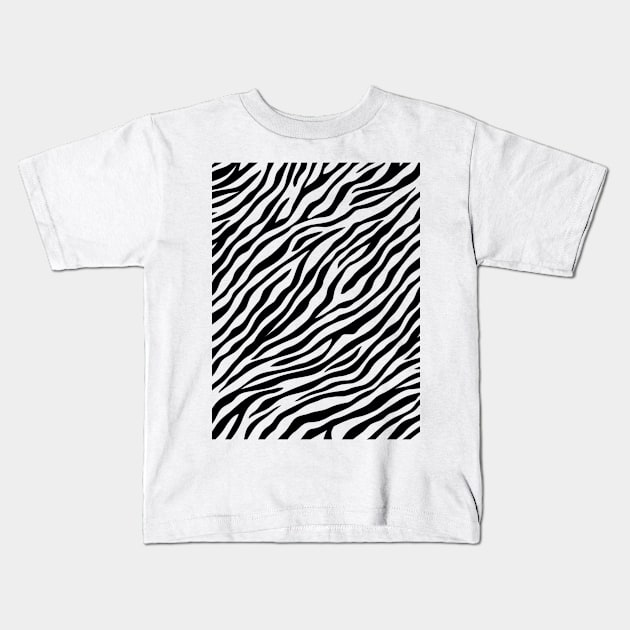 Savage Black and White Tiger Pattern Animal Print Wild Safari Kids T-Shirt by GDCdesigns